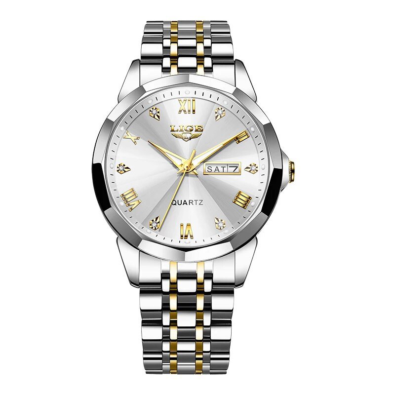 Rose gold white_2023   Top Brand Luxury Man Wristwatch Waterproof Luminous Date Week Men Watches Sta