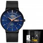 Black blue_Mens Watches Top Brand Luxury Waterproof Ultra Thin Date Clock Male Steel Strap Casual Qu