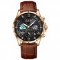 Rose gold black_2023  Mens Watches  Top Brand Luxury Leather Casual Quartz Watch Men's Sport Waterpr
