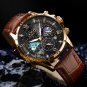 Rose gold black_2023  Mens Watches  Top Brand Luxury Leather Casual Quartz Watch Men's Sport Waterpr