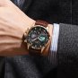 Rose gold blue_2023 Mens Watches Top Brand Luxury Leather Casual Quartz Watch Men's Sport Waterpro