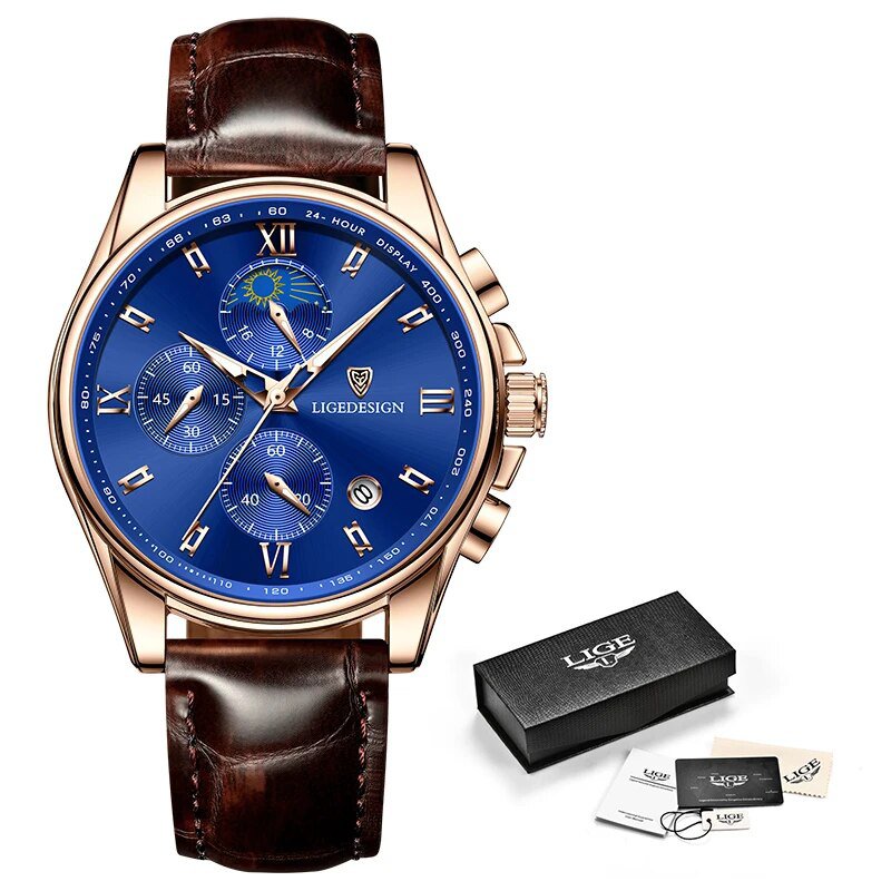 gold blue_Mens Watches Top Brand Luxury Mink Watch For Men Military Sports Chronograph Waterproof Me