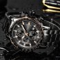 Black rose gold_Sport Chronograph Mens Watches Top Brand Luxury Full Steel Quartz Clock Waterproof B