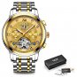 All gold S_Business Watch Men Automatic Mechanical Tourbillon Watch Luxury Fashion Stainless Steel S