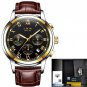 gold black leather_2023 Men Watch Luxury Top Brand  Sport Chronograph Watches Mens Waterproof Full S