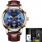 gold blue leather_2023 Men Watch Luxury Top Brand  Sport Chronograph Watches Mens Waterproof Full St