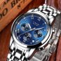gold blue leather_2023 Men Watch Luxury Top Brand  Sport Chronograph Watches Mens Waterproof Full St