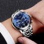 gold blue leather_2023 Men Watch Luxury Top Brand  Sport Chronograph Watches Mens Waterproof Full St