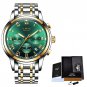 Gold green steel_2023 Men Watch Luxury Top Brand  Sport Chronograph Watches Mens Waterproof Full Ste