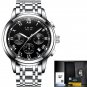 silver black steel_2023 Men Watch Luxury Top Brand  Sport Chronograph Watches Mens Waterproof Full S