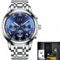 silver blue steel_2023 Men Watch Luxury Top Brand  Sport Chronograph Watches Mens Waterproof Full St