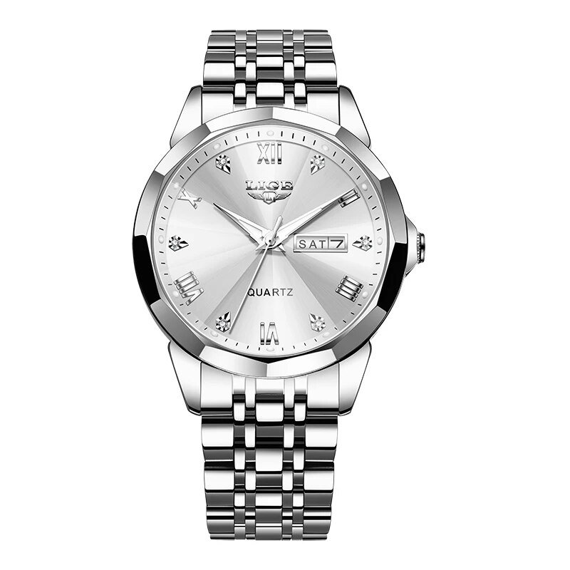 Silver white_2023   Top Brand Luxury Man Wristwatch Waterproof Luminous Date Week Men Watches Stainl