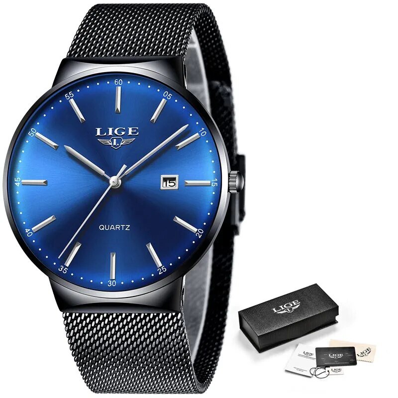 Silver blue_2022  Mens Watches Top Luxury Brand Man Fashion Blue Quartz Wrist Watch Sport Waterproof
