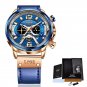 Rose gold blue_2021  Casual Sports Watch for Men Top Brand Luxury Military Leather Wrist Watches Men