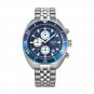 Blue silver_Fashion Mens Watch Stainless Steel Top Brand Luxury Sport Chronograph Quartz Watches For