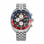 Red silver_Fashion Mens Watch Stainless Steel Top Brand Luxury Sport Chronograph Quartz Watches For 