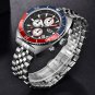 Silver black blue_Fashion Mens Watch Stainless Steel Top Brand Luxury Sport Chronograph Quartz Watch