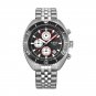 Silver black red_Fashion Mens Watch Stainless Steel Top Brand Luxury Sport Chronograph Quartz Watche