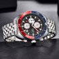 Silver blue_Fashion Mens Watch Stainless Steel Top Brand Luxury Sport Chronograph Quartz Watches For