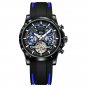 Black blue_Automatic Tourbillon Watch for Men Mechanical Skeleton Tourbillon Mens Watches Waterproof