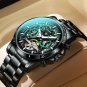 Black green S_Automatic Tourbillon Watch for Men Mechanical Skeleton Tourbillon Mens Watches Waterpr