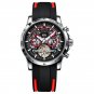 Silver red_Automatic Tourbillon Watch for Men Mechanical Skeleton Tourbillon Mens Watches Waterproof