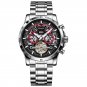Silver red S_Automatic Tourbillon Watch for Men Mechanical Skeleton Tourbillon Mens Watches Waterpro