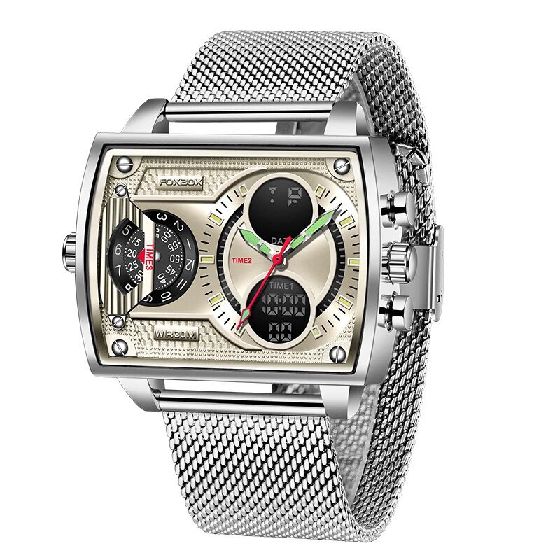 Silver  M_Watches For Men FOX Luxury Brand Sport Wristwatch Waterproof Military Quartz Digital Clock