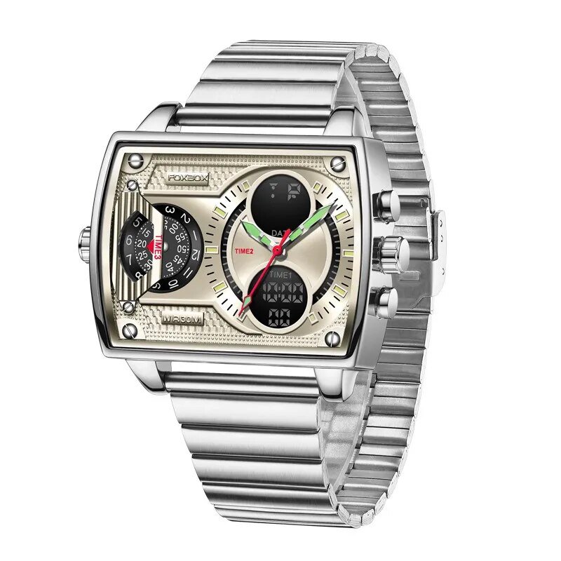 Silver S_Watches For Men FOX Luxury Brand Sport Wristwatch Waterproof Military Quartz Digital Clock 