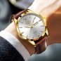 Gold black_Quartz Men Watches Leather Strap Male Wristwatches Top Luxury Brand Luminous Date Week Bu
