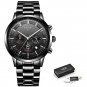 all black S_2022 Fashion Mens Watches Top Brand Luxury Business Watch For Men Stainless Steel Waterp