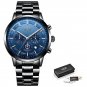 black blue S_2022 Fashion Mens Watches Top Brand Luxury Business Watch For Men Stainless Steel Water