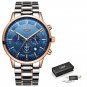 rose gold blue S_2022 Fashion Mens Watches Top Brand Luxury Business Watch For Men Stainless Steel W