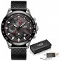 Silver black_2023   Fashion Mens Watches Stainless Steel Top Brand Luxury Sport Chronograph Quartz W