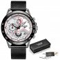 Silver white_2023   Fashion Mens Watches Stainless Steel Top Brand Luxury Sport Chronograph Quartz W