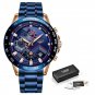 Sky Blue_2023   Fashion Mens Watches Stainless Steel Top Brand Luxury Sport Chronograph Quartz WithW