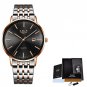 Gold black_2020  Luxury Ladies Watch Women Waterproof Rose Gold Steel Strap Women Wristwatch Top Bra