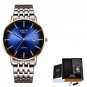 Gold blue_2020  Luxury Ladies Watch Women Waterproof Rose Gold Steel Strap Women Wristwatch Top Bran