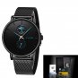 Black blue_Womens Watches Top Brand Luxury Waterproof Watch Fashion Ladies Stainless Steel Ultra-Thi