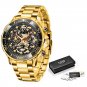 Gold black_Fashion All Gold Mens Watches Top Brand Luxury Stainless Steel Quartz Watch For Men Water