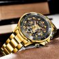 Multicolor_Fashion All Gold Mens Watches Top Brand Luxury Stainless Steel Quartz Watch For Men Water