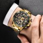 Multicolor_Fashion All Gold Mens Watches Top Brand Luxury Stainless Steel Quartz Watch For Men Water