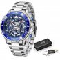Silver black_Fashion All Gold Mens Watches Top Brand Luxury Stainless Steel Quartz Watch For Men Wat