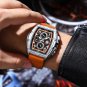 Silver red_Top Brand Luxury Mens Watches Fashion Business Sports Quartz Chronograph Wristwatch Casua