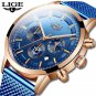 Black rose gold_Top Brand Luxury  Fashion Simple Watch for Men Blue Dial Watch Mesh Belt Sport Water