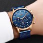 Rose gold black_Top Brand Luxury Fashion Simple Watch for Men Blue Dial Watch Mesh Belt Sport Water