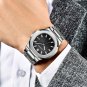 Silver blue_2023   Luxury Watch Men Business Waterproof Male Clock Luminous Date Stainless Steel Squ