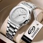 Silver white_2023   Luxury Watch Men Business Waterproof Male Clock Luminous Date Stainless Steel Sq