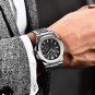 Silver white_2023   Luxury Watch Men Business Waterproof Male Clock Luminous Date Stainless Steel Sq