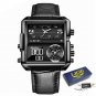 All black L_Top Brand Luxury Fashion Men Watches Gold Steel Sports Square Digital Analog Big Quartz 